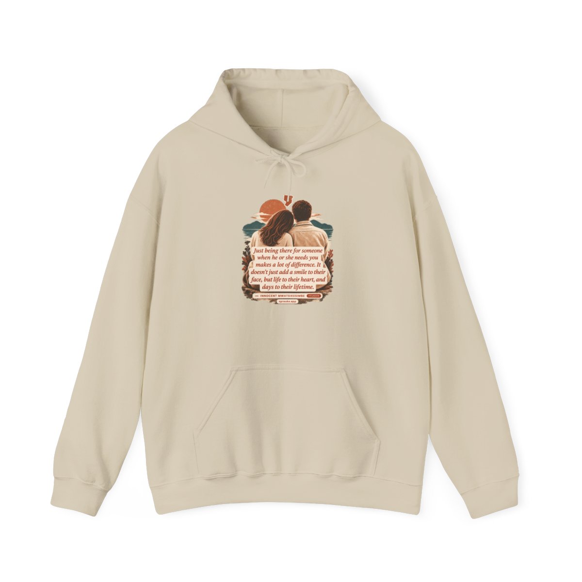 Sand hoodie front Printify mockup