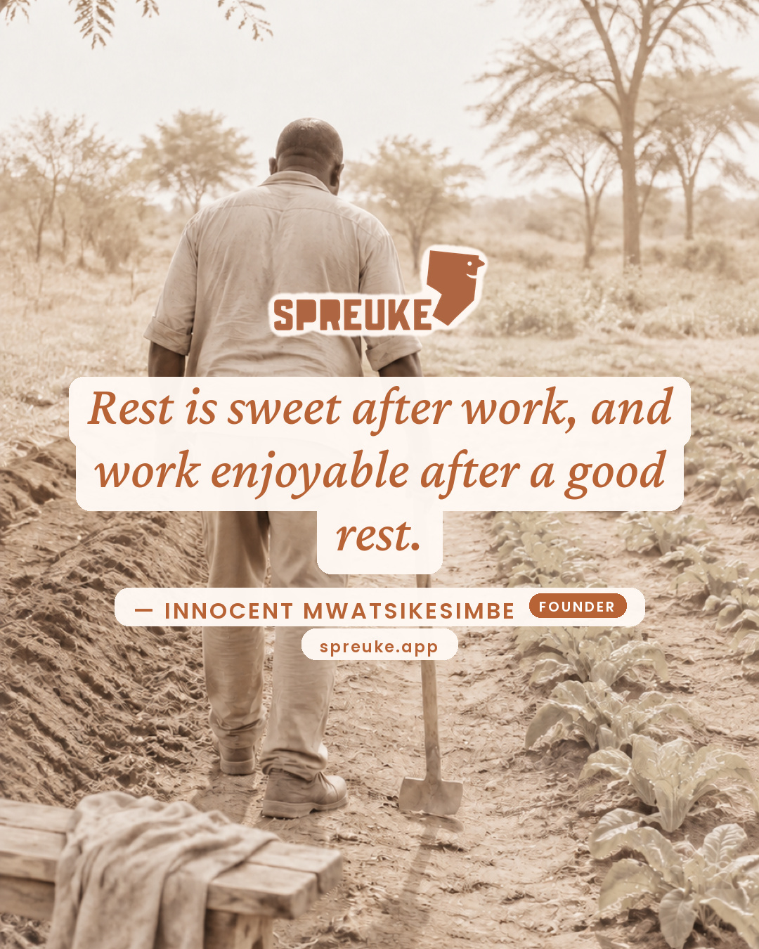 Rest is sweet after work, and work enjoyable after a good…